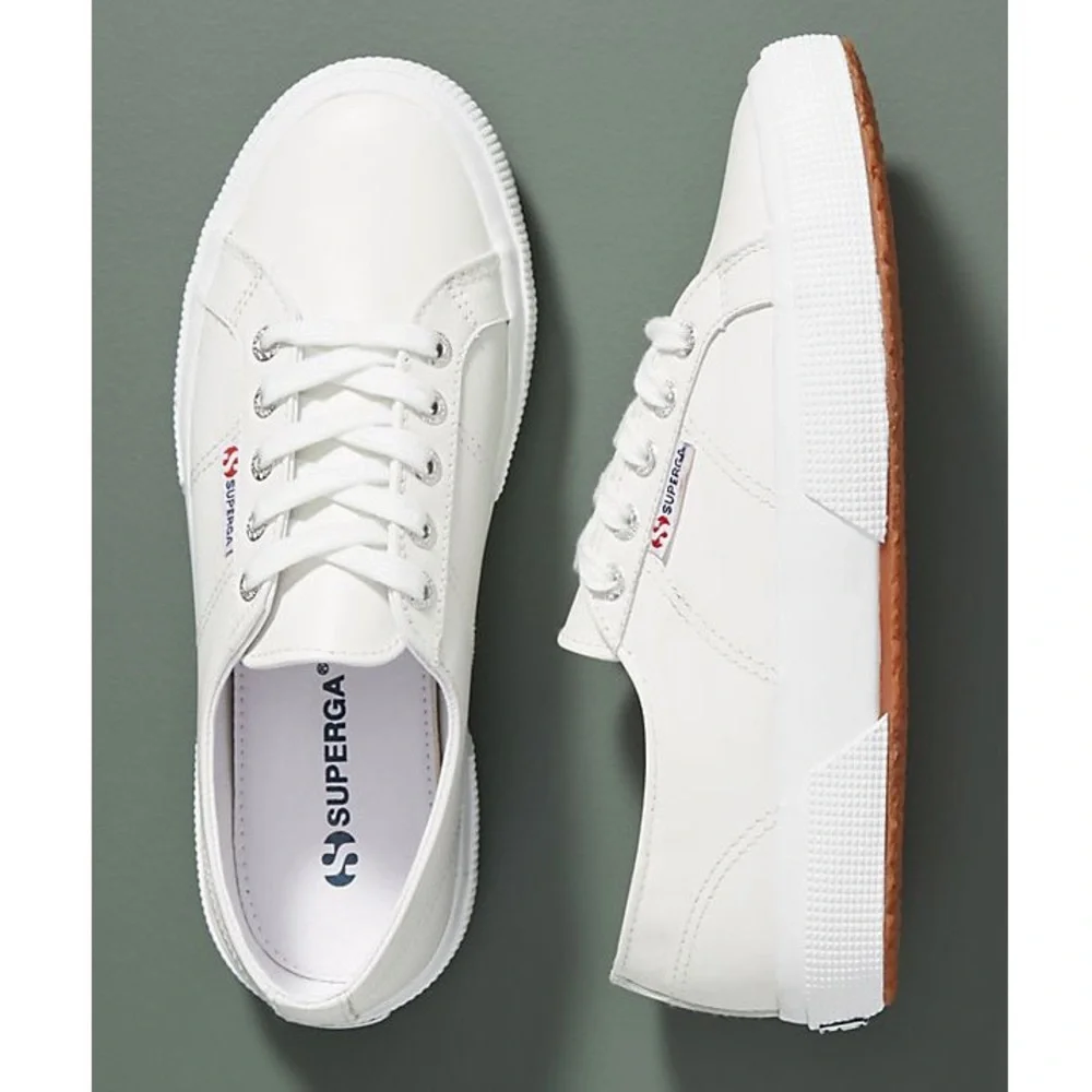 Superga White Leather Low-Top Sneakers 9.5 W 41 EU